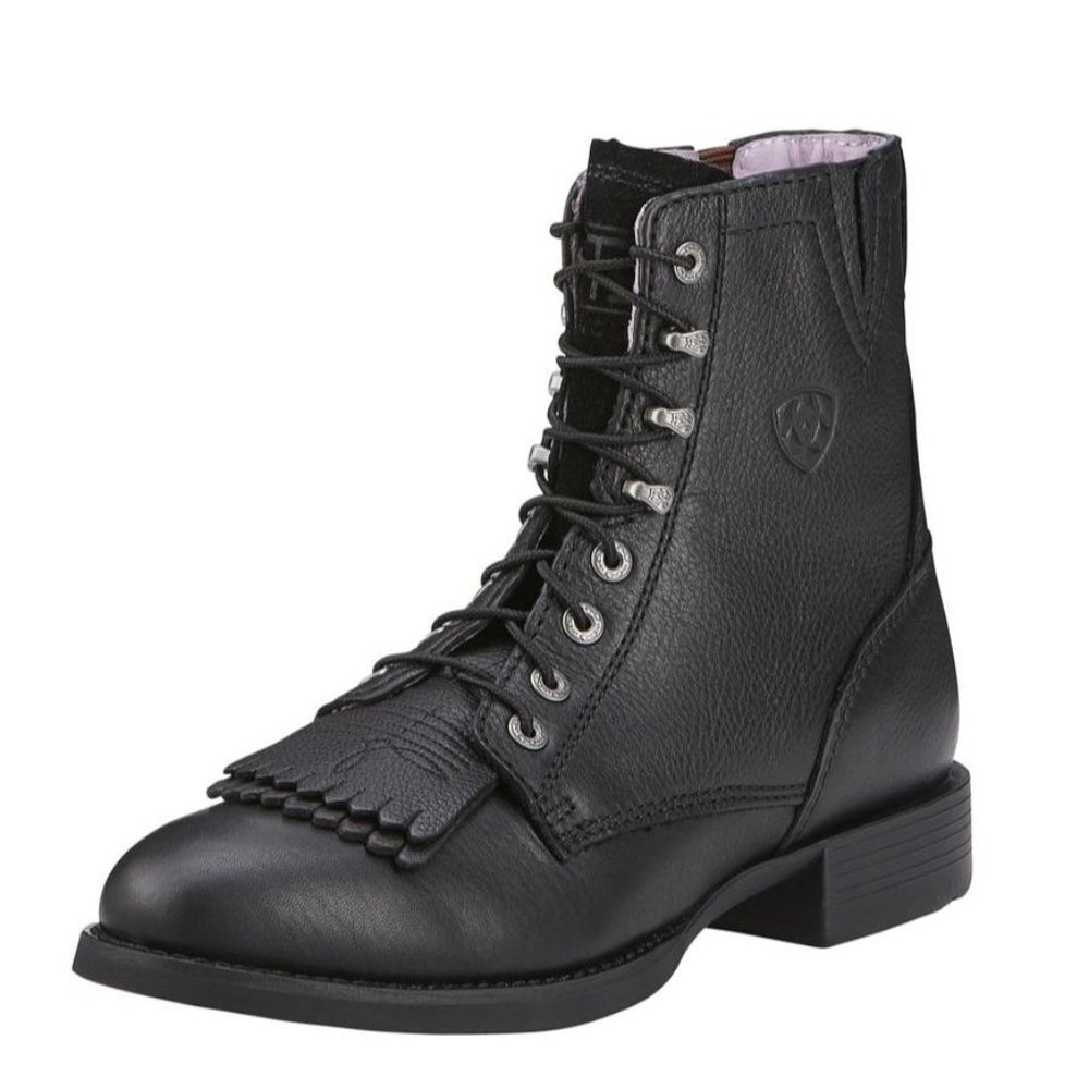 Ariat Heritage Lacer II Black Leather Kiltie Boots - Picture 1 of 11